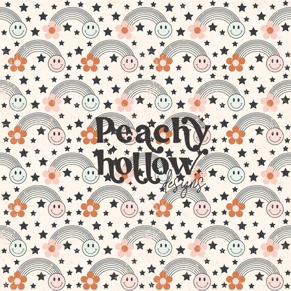 Seamless Smiley Face Pattern, Background Paper, Scrapbook Paper, 12x12, Commercial Use, Sublimation, Retro Patterns, Daisy Rainbow Seamless