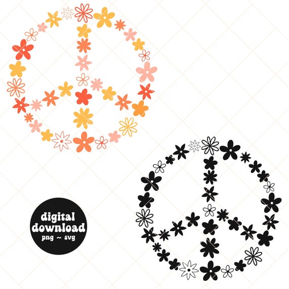 Hippie png for Sublimation DTG Design Peace Sign png Retro png Groovy png