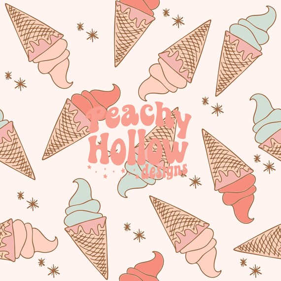 Seamless Ice Cream File Repeating Patterns Sublimation Seamless Retro Summer Patterns Commercial Use