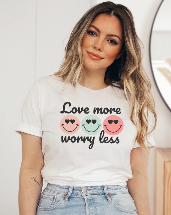 Love More Worry Less Valentine PNG Sublimation Mamas Designs for Sublimation Retro Design Smiley png DTG Designs png Transparent
