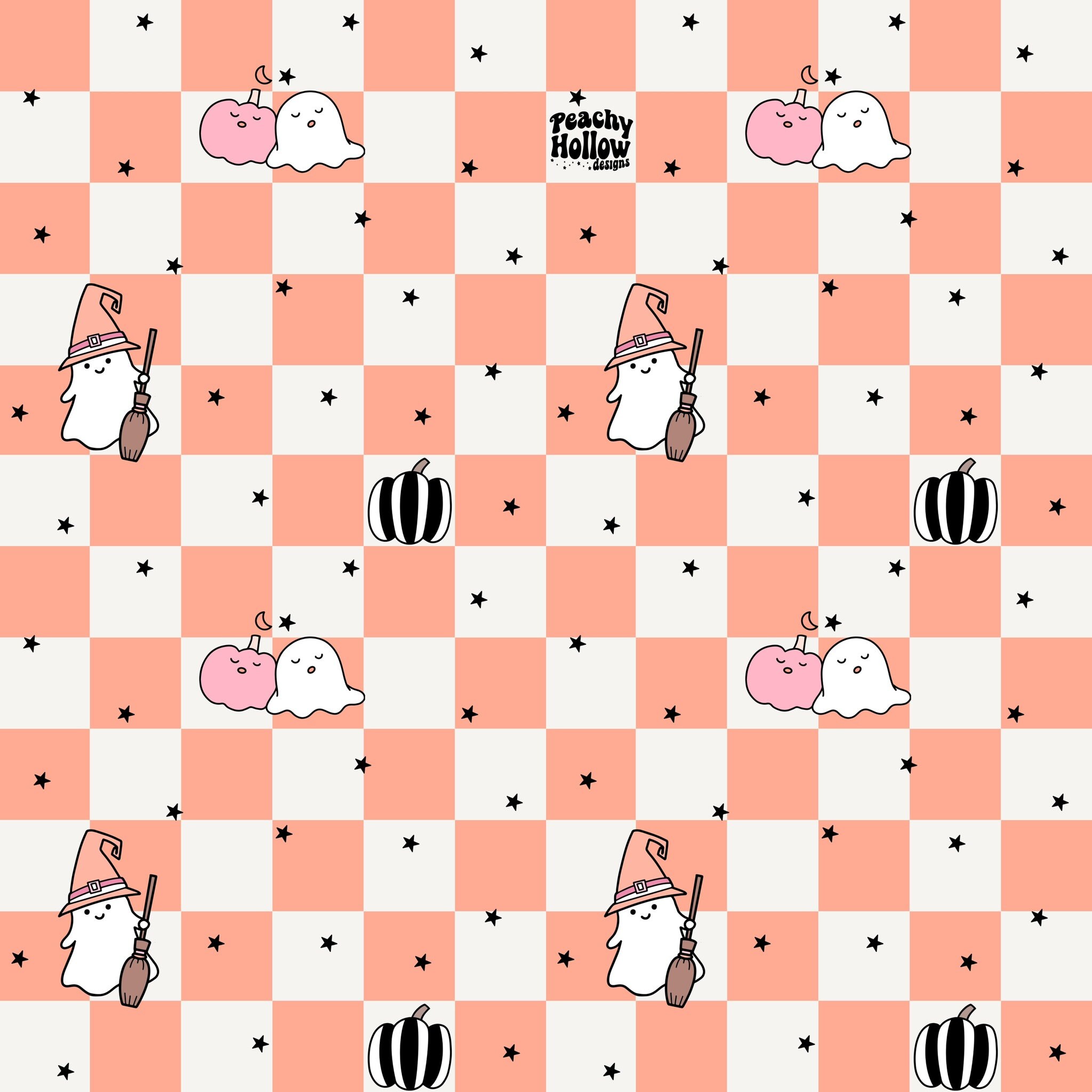 Retro Ghost Seamless File Halloween Checker Seamless Pattern for ...