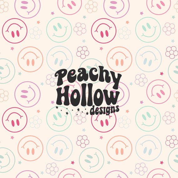 Seamless Smiley Happy Face Pattern Repeating Patterns Sublimation Seamless File Retro Summer Smiley Surface Patterns 300 DPI Commercial Use