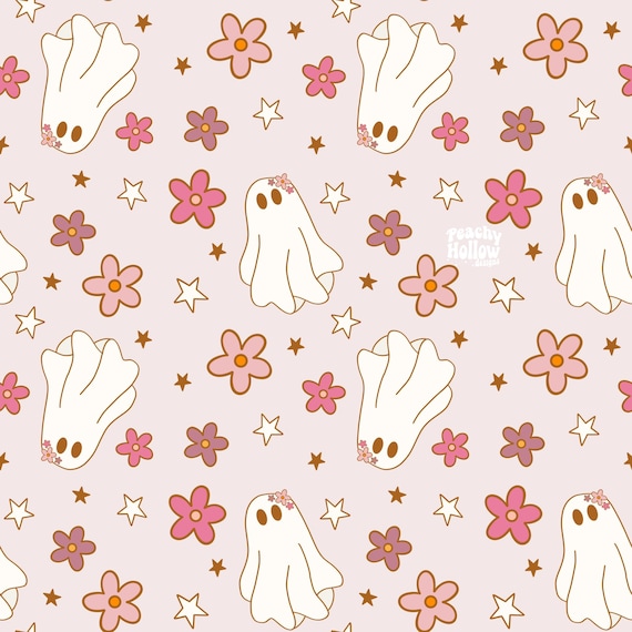 Seamless Halloween Pattern, Seamless Boho Rainbow Ghost Pattern, Seamless Fall Pattern, Seamless Ghost Pattern, Seamless Repeating Pattern