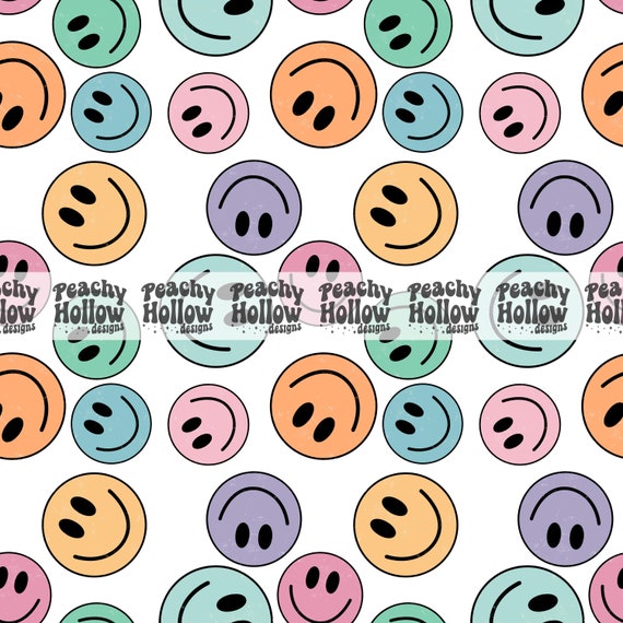 Seamless Smiley Face Pattern Background Paper Repeating Patterns Sublimation Seamless Retro Happy Face Patterns 300 DPI Commercial Use
