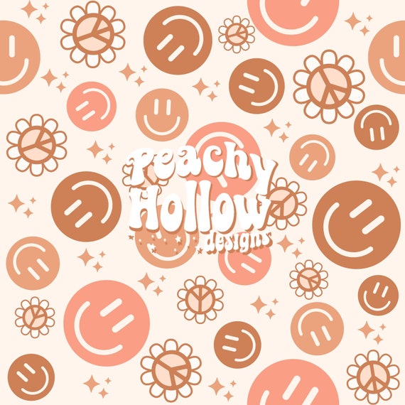 Happy Face Seamless Pattern Background Paper, Scrapbook Paper, 12x12, Commercial Use, Sublimation, Retro, Smiley Face Patterns, 300 DPI
