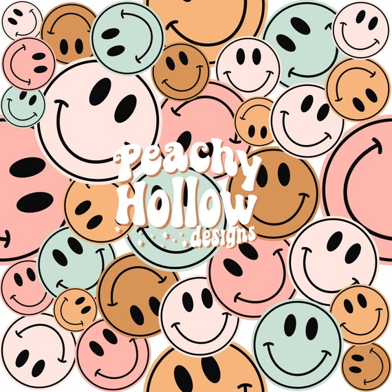 Seamless Smiley Face Pattern Background Paper Repeating Patterns Sublimation Seamless Retro Happy Face Patterns 300 DPI Commercial Use
