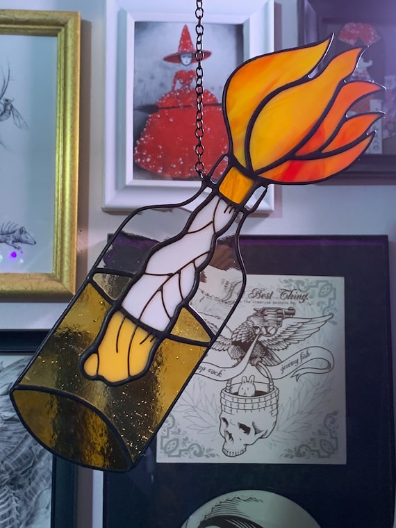 Made to Order Molotov Cocktail, Stained Glass, Glass Art