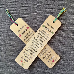 Personalized wooden bookmark to offer as a gift for a teacher