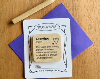 Wooden magnet to offer as a gift for grandparents or as a gift for godfather and godmother made by Mabie Ecodesign