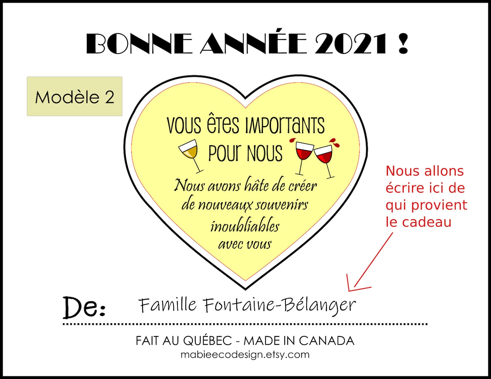Cadeau Noël Jour de l'an année 2021 amis famille | Etsy