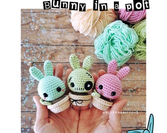 Amigurumi Bunny in a Pot Crochet Pattern: Zombie Rabbit Plant (PDF Pattern)