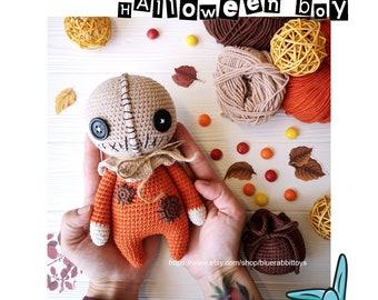 Amigurumi Halloween boy crochet pattern. Scary horror Sack boy,  doll.PDF Pattern
