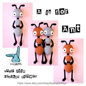 Amigurumi Ant crochet pattern. Digital file. Languages: English, Danish, French, German, Spanish