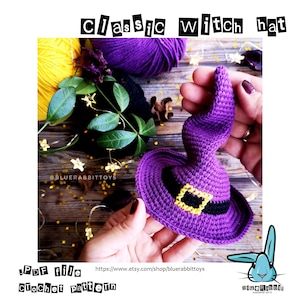 Amigurumi Witch Hat Virkmönster. (PDF-mönster).