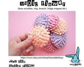 Modèle au crochet de fleurs d'amigurumi. Langue : anglais, danois