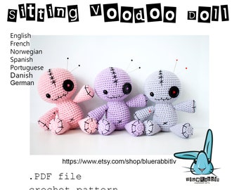 Patrón de ganchillo para muñeco vudú amigurumi sentado (patrón en PDF)