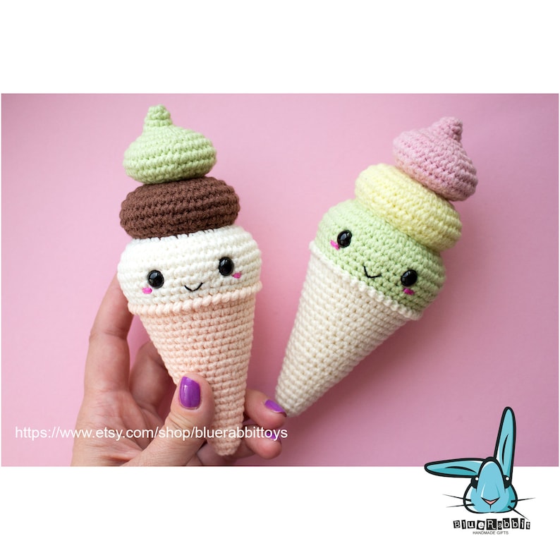 Amigurumi Ice Cream Cone crochet pattern. Digital file Languages: English, Danish, Dutch, French, Norwegian image 2