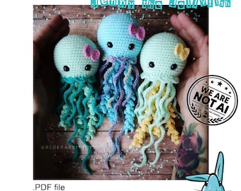 Amigurumi Jenny Jellyfish Crochet Pattern: No Sew, Easy (PDF Pattern)