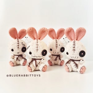 Amigurumi voodoo bunny crochet pattern. Creepy, cute, rabbit pattern. DIY crochet toy Languages: English, German, Spanish, French image 2