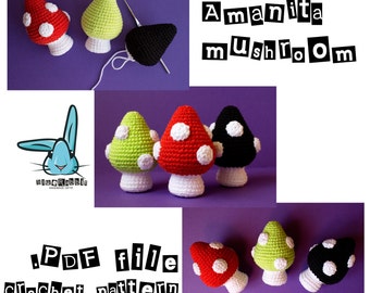 Amigurumi Toadstool pattern. Crochet mushroom pattern. Languages:  English, Danish, Norwegian,  Spanish, French, Portuguese