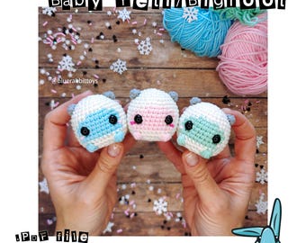 Amigurumi-haakpatroon Baby Yeti en Bigfoot. PDF-bestand. Laag naaiwerk.