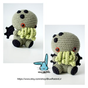 Amigurumi Baby Cthulhu crochet pattern. DIY Sea Monster crochet toy. Creepy and cute. Languages: English, German, French, Spanish image 7