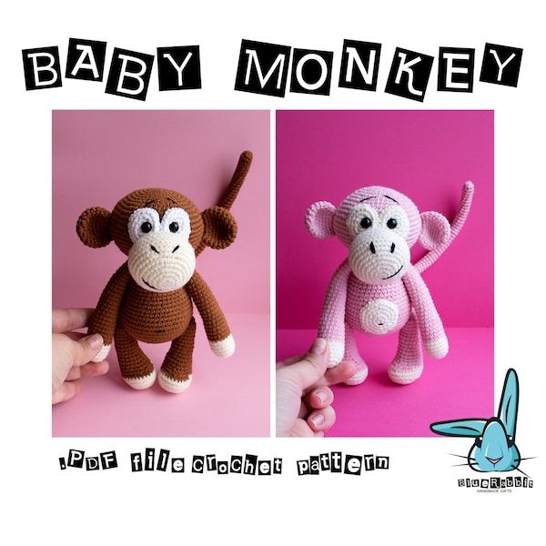 Amigurumi Affe Häkelanleitung. Baby Affe. Amigurumi Tiere. Sprache - Englisch, Dänisch