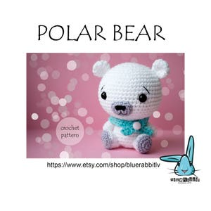 Amigurumi Polar Bear crochet pattern. Amigurumi winter and Christmas crochet pattern. Languages:  English, Spanish, Norwegian