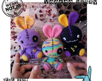 Amigurumi Voodoo Bunny Crochet Pattern , Voodoo doll .PDF Pattern