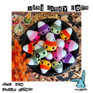 Amigurumi Mini Candy corn crochet pattern. Halloween toy. Surprise. Mini gift. Easy. Languages: English, Danish, French, German, Spanish