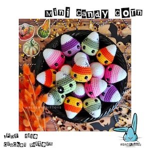 Amigurumi Mini Candy corn crochet pattern. Halloween toy. Surprise. Mini gift. Easy. Languages: English, Danish, French, German, Spanish