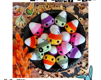 Amigurumi Mini Candy corn Häkelanleitung. Halloween-Spielzeug. Überraschung. Mini Geschenk. Einfach. Sprachen: Englisch, Dänisch, Französisch, Deutsch, Spanisch