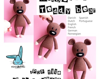 Oso de peluche de Bean Patrón de Oso  Idiomas: inglés, danés, alemán, noruego, francés, holandés, español y 