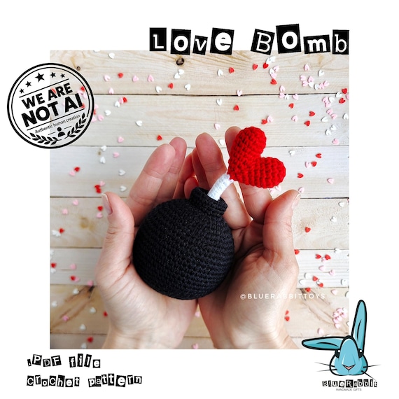 Love Bomb Amigurumi Crochet Pattern: Valentine's Day PDF tutorial