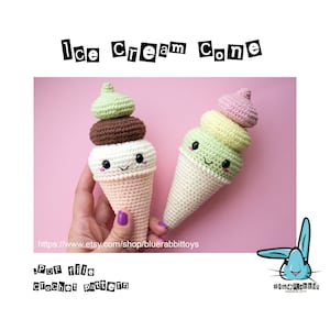 Amigurumi Eistüte Häkelanleitung. Digitale Datei! Sprachen: Englisch, Dänisch, Niederländisch, Französisch, Norwegisch
