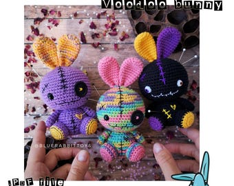 Schema all'uncinetto per coniglietto voodoo amigurumi, modello voodoo doll.PDF