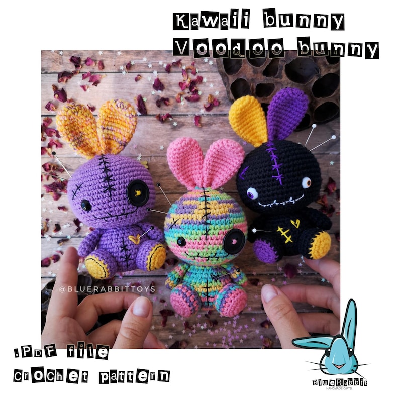 Amigurumi Voodoo Bunny Crochet Pattern , Voodoo doll .PDF Pattern image 1