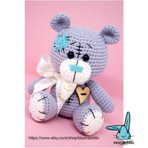 Amigurumi bear crochet pattern. Valentines day. Languages: English, French, Dutch, German, Spanish, Norwegian, Portuguese, Danish, Swedish image 3