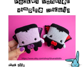 Amigurumi Vampire Dracula crochet pattern. Halloween crochet pattern. Languages: English, Danish, French, German,  Norwegian, Spanish