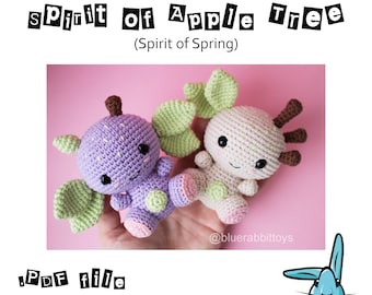 Amigurumi Spirit of Apple tree crochet pattern. Spirit of Spring. Languages: English, French, German, Spanish, Norwegian, Dutch, Danish