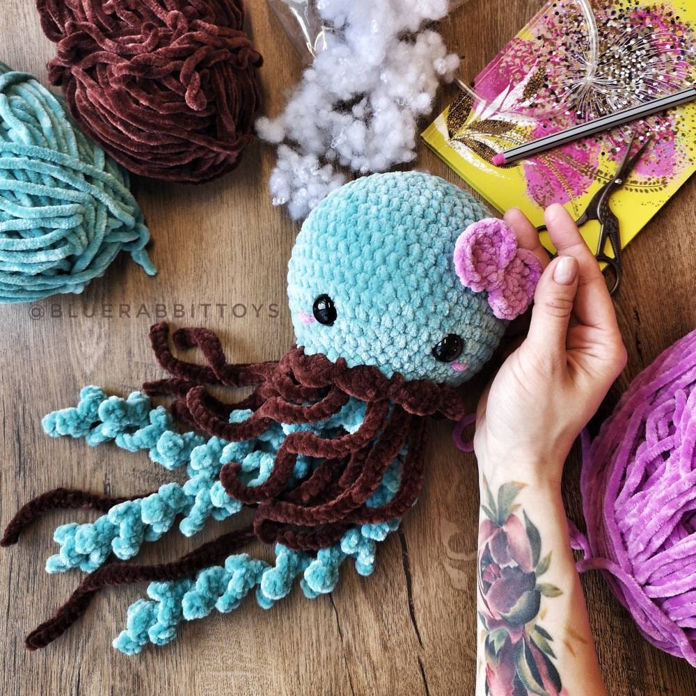Kits & How To Cute crochet jellyfish keychain pattern pdf amigurumi sea