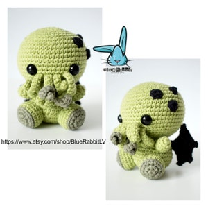 Amigurumi Baby Cthulhu crochet pattern. DIY Sea Monster crochet toy. Creepy and cute. Languages: English, German, French, Spanish image 6