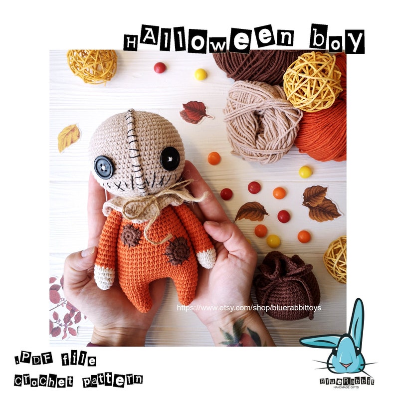 Amigurumi Halloween boy crochet pattern. DIY Halloween doll. Languages: English, Danish, German, French, Spanish image 1