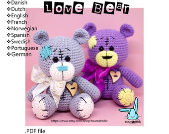 Patrón de ganchillo para osito de peluche amigurumi: (Patrón en PDF)