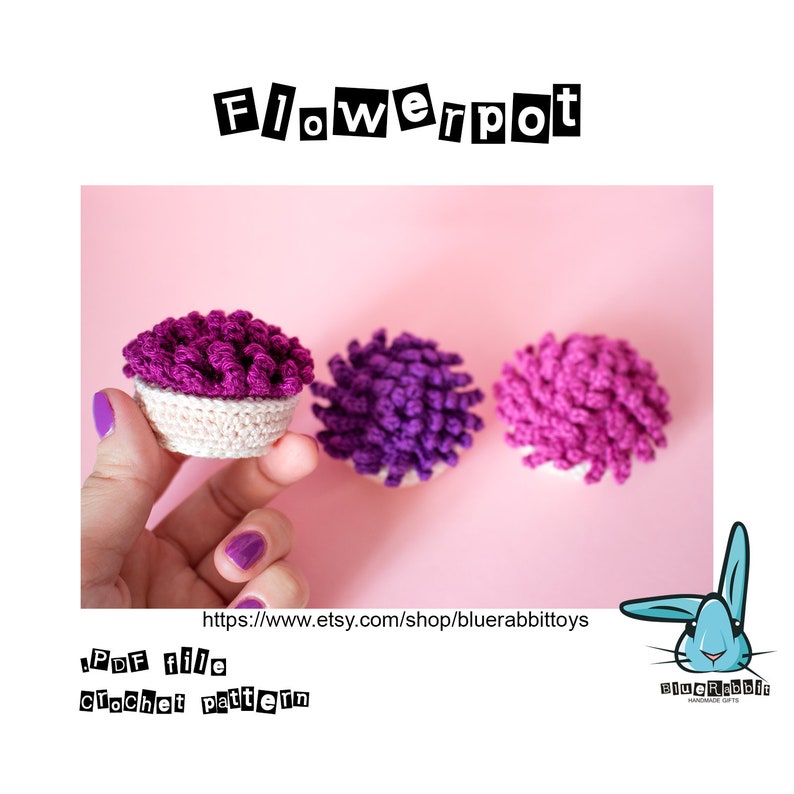 Amigurumi flowerpot crochet pattern. Crochet planter. Language English. image 1