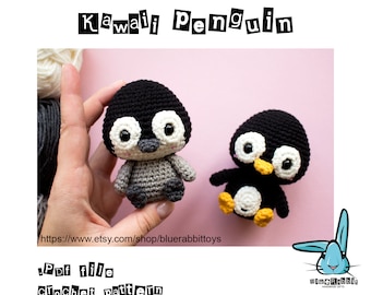 Kawaii Penguin amigurumi crochet pattern. Baby and adult. Language - English