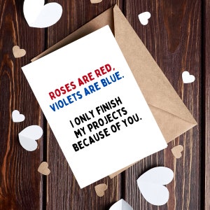 Funny Work Card, Work Bestie Card, Only Finish Projects Because Of You, Work Valentine, Office Valentine, Thank You Card image 3