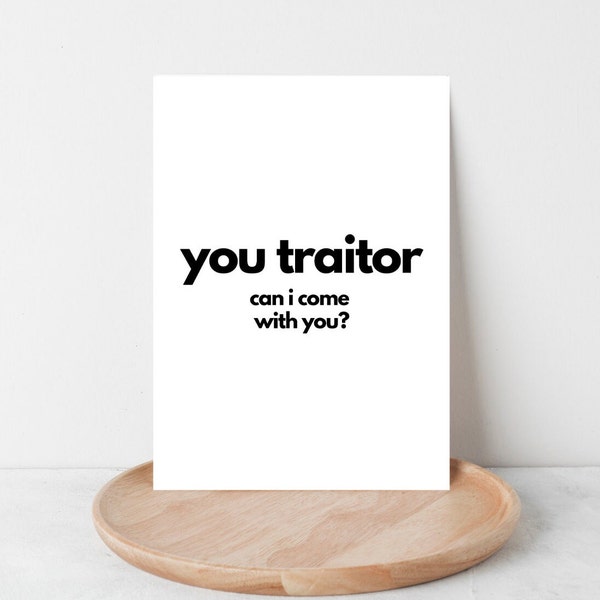 Funny Leaving Job Card, Retirement Card, You Traitor, Work Appreciation Gift, Thank You Card