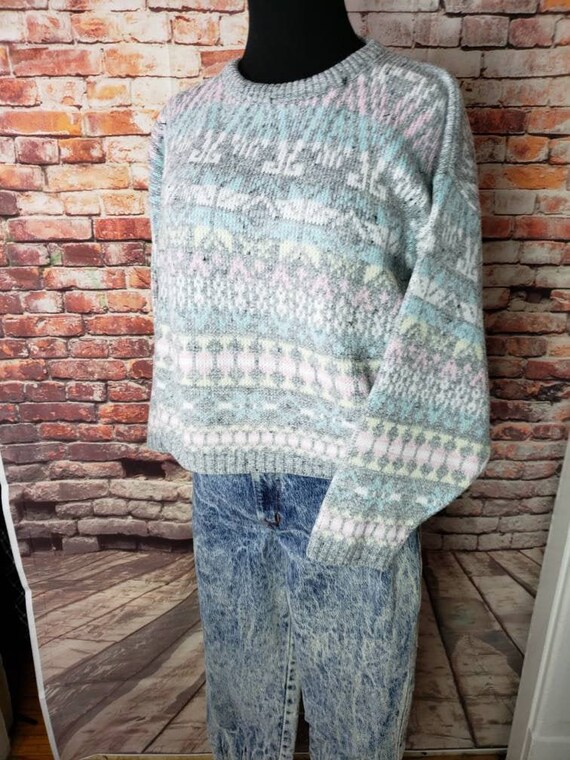 1990s Croquet Club Cropped Vintage Sweater / Cropped … Gem