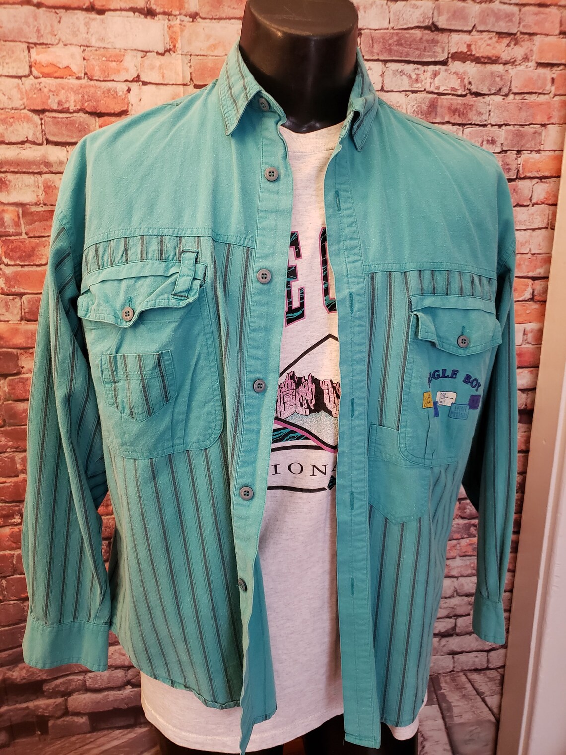 Vintage Bugle Boy Striped Shirt 90s Clothing Oxford Button Etsy